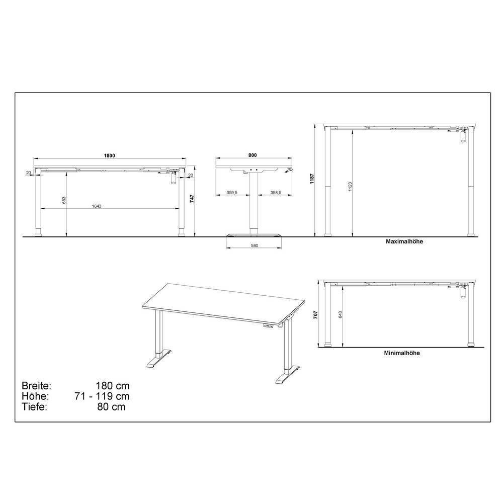 Office-Bürotisch in Weiß und Silber - Ustabo