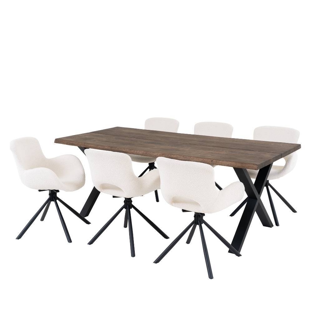 Esstisch mit Tischsesseln drehbar als Set - Ceolata (siebenteilig)