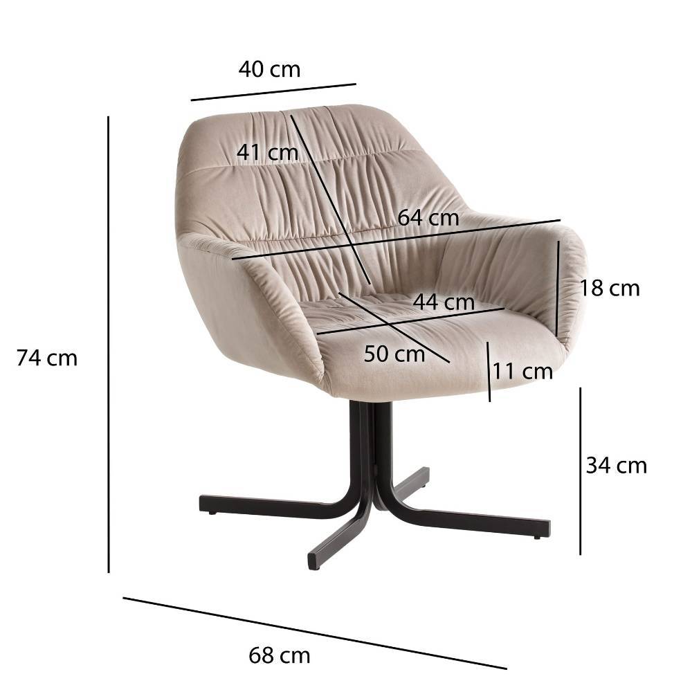 Design-Sessel in Beige Samt - Dalena
