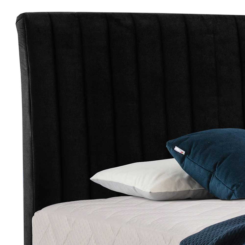 Schwarzes Boxspringbett mit Stoffbezug - Mexa