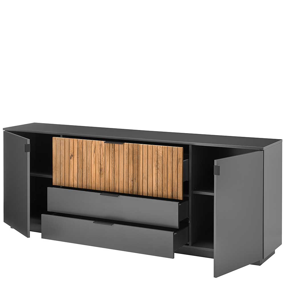 224x85x45 Modernes Sideboard in Anthrazit & Eiche Bianco - Cruzca