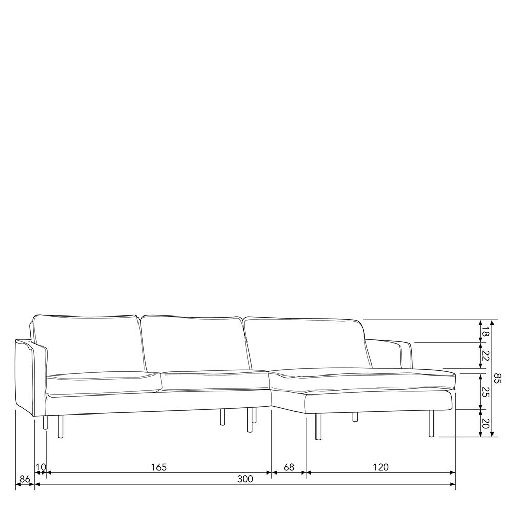 Wohnzimmer L Couch in Honigfarben Samt - Saguan