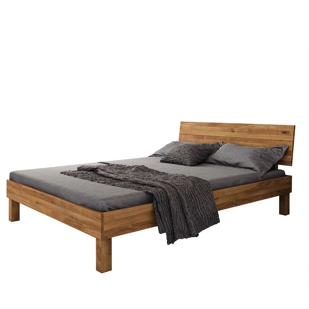 Kurzes Bett aus Wildeiche mit 190cm Länge - Olbysca