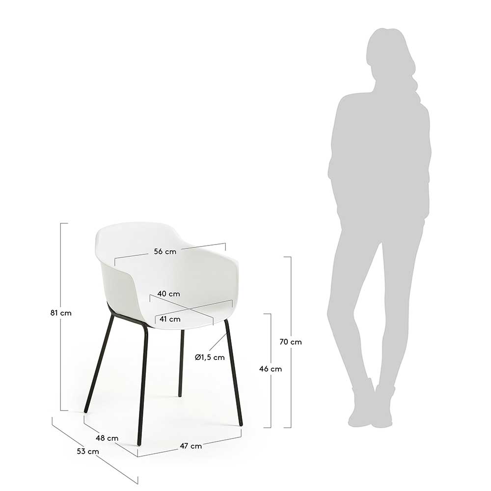 Armlehnenstuhl in Weiß Kunststoff - Horcetta (4er Set)