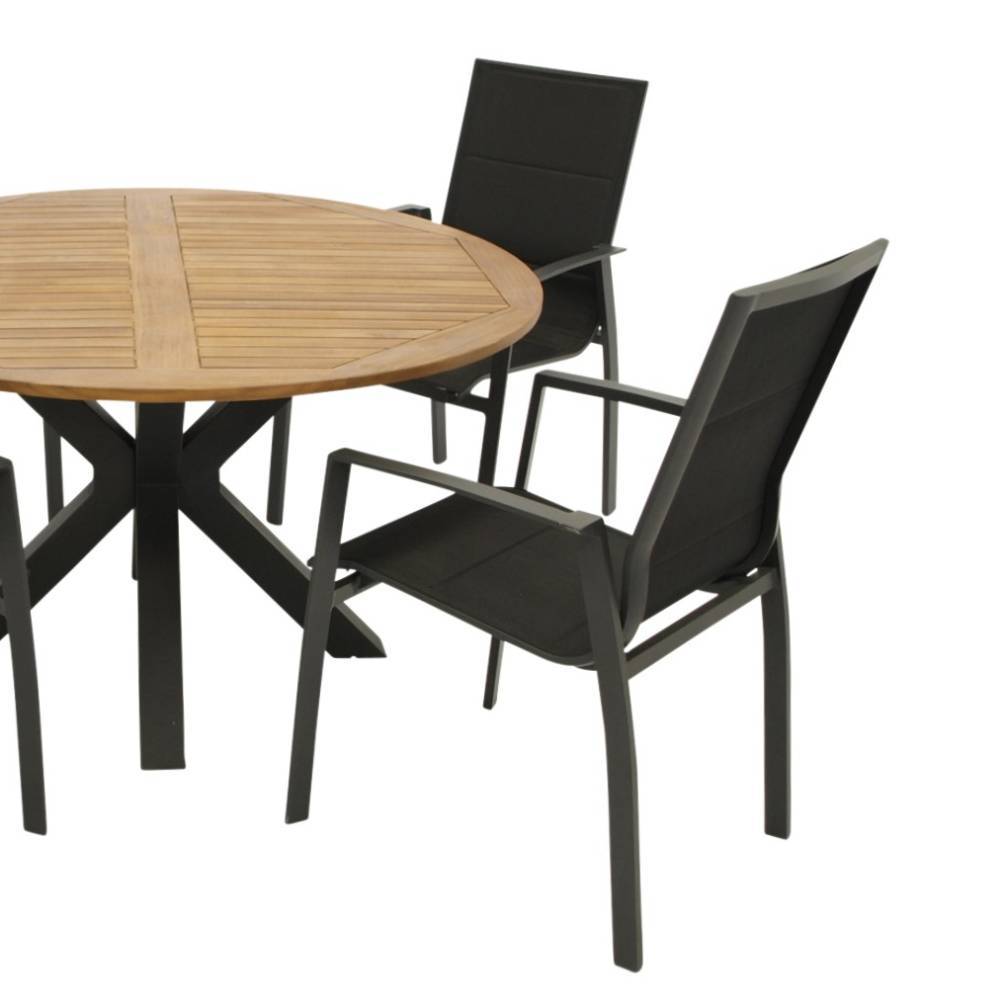 Garten Essgruppe mit rundem Tisch - Jily (fünfteilig)