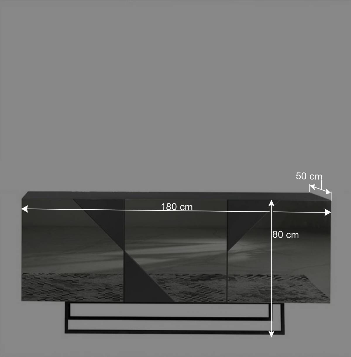 Sideboard mit rauchgrauem Spiegelglas - Razepta