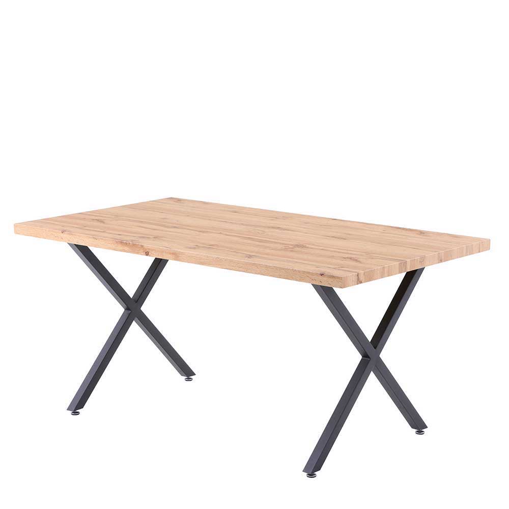 160x90 Tisch mit X-Füßen & Stühle - Zandras (fünfteilig)