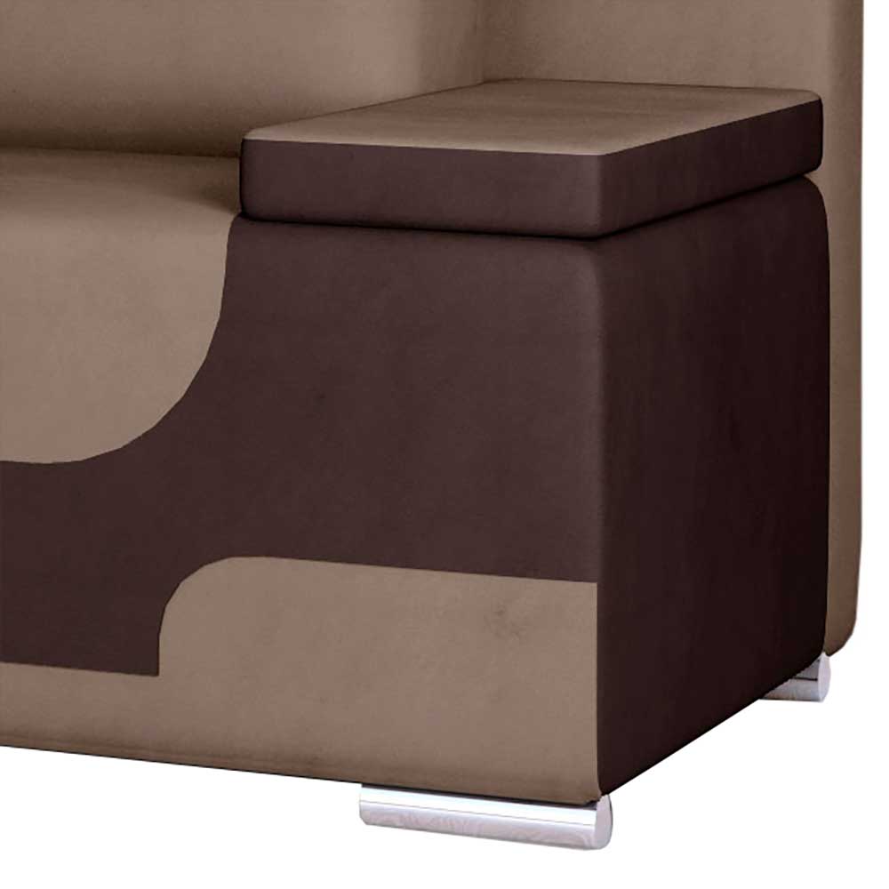 Samt Klappsofa in Hellbraun und Dunkelbraun - Beau
