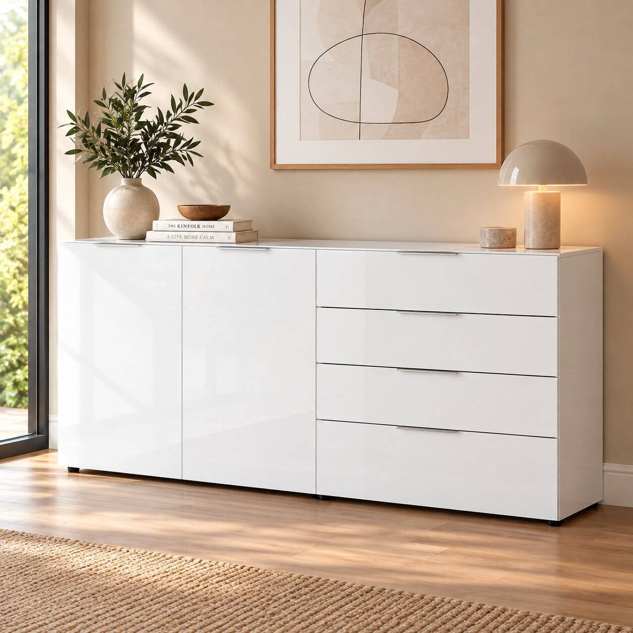 184x101x42 cm Design Sideboard mit Glas Beschichtung - Daven