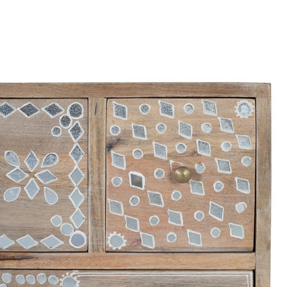 Holz Kommode mit weißen Motiven - Flyrelia