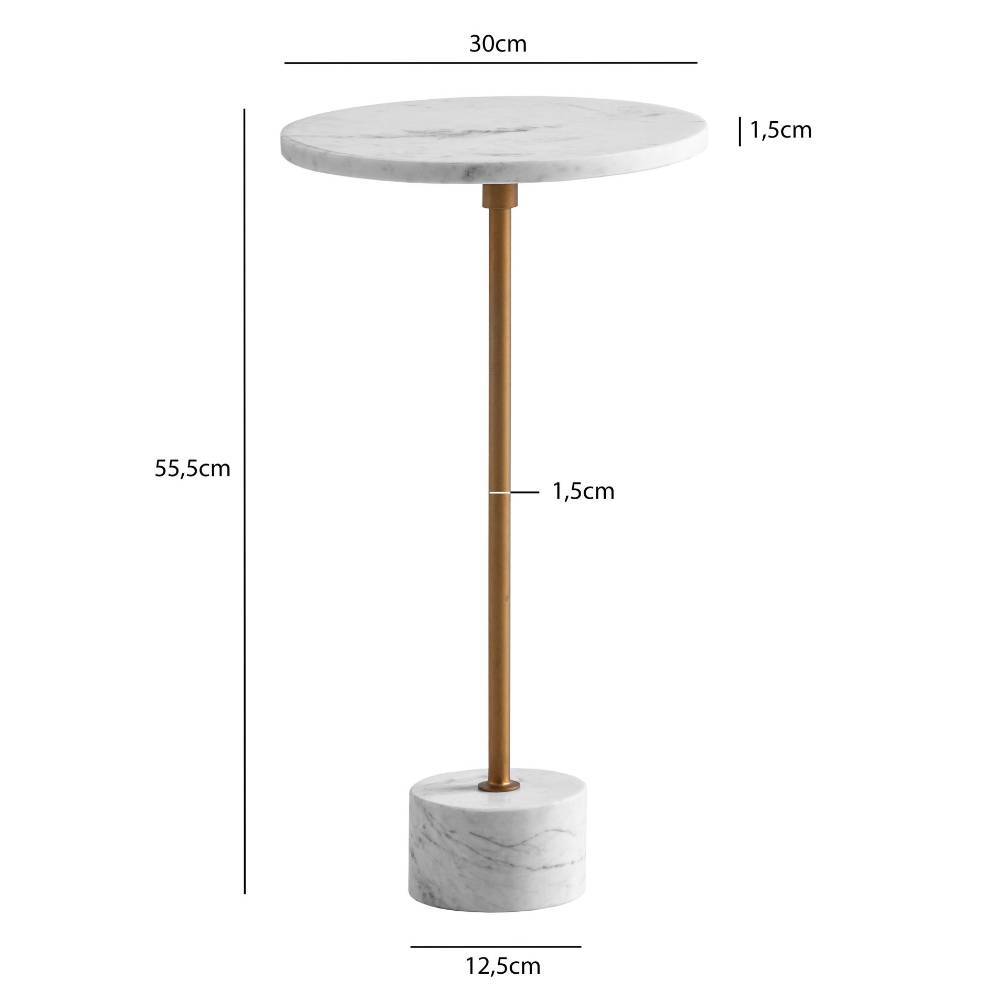 Marmorbeistelltisch mit Aluminiumsäule in Gold - Desire