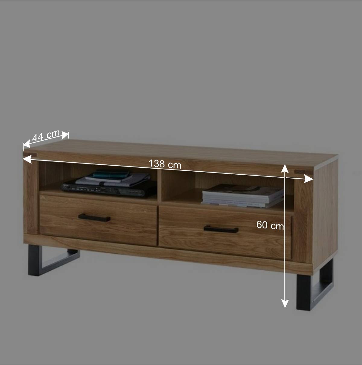 Loft TV Kommode aus teilmassiver Wildeiche - Arello