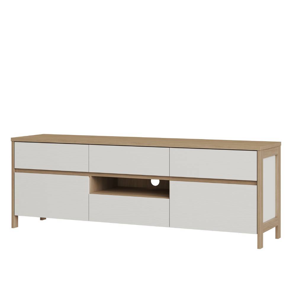 TV-Board in Weiß und Eiche Dekor - Ovidio