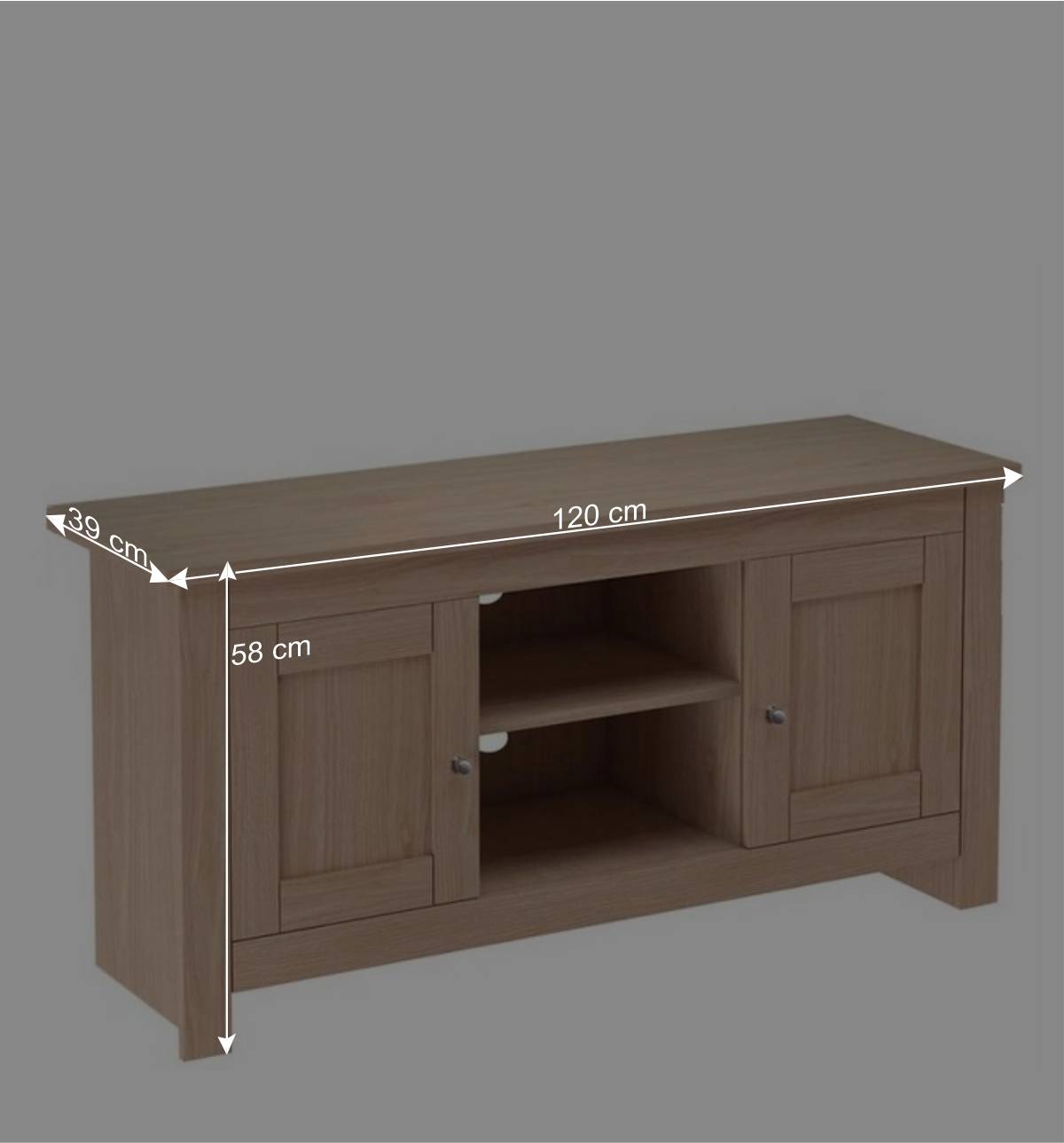 Eichefarbenes Landhaus TV Board 120x58x39 cm - Eliandas