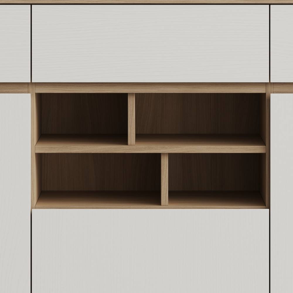 Skandi Sideboard in Weiß und Eiche Dekor - Ovidio