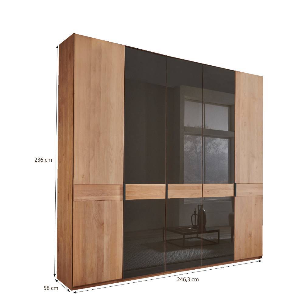 5-türiger Schlafzimmer-Schrank in Erle teilmassiv - Hung