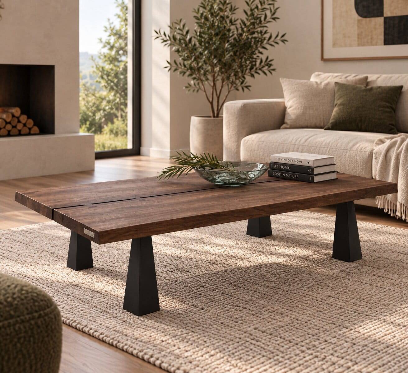 Design Couchtisch aus Nussbaum geschliffen & geölt - Lively