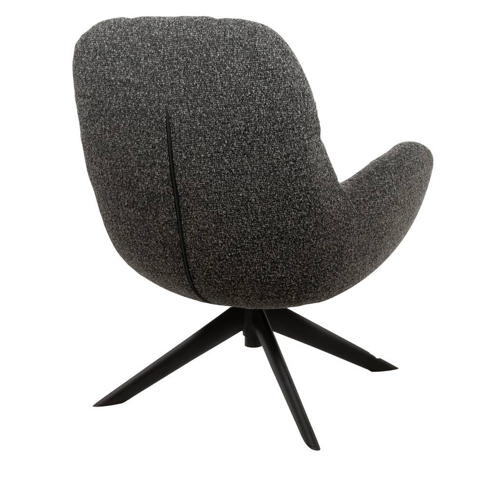 Eleganter Boucle Sessel in Anthrazit mit stilvoller Rückenlehne und Kreuzfuß – Maximiliano