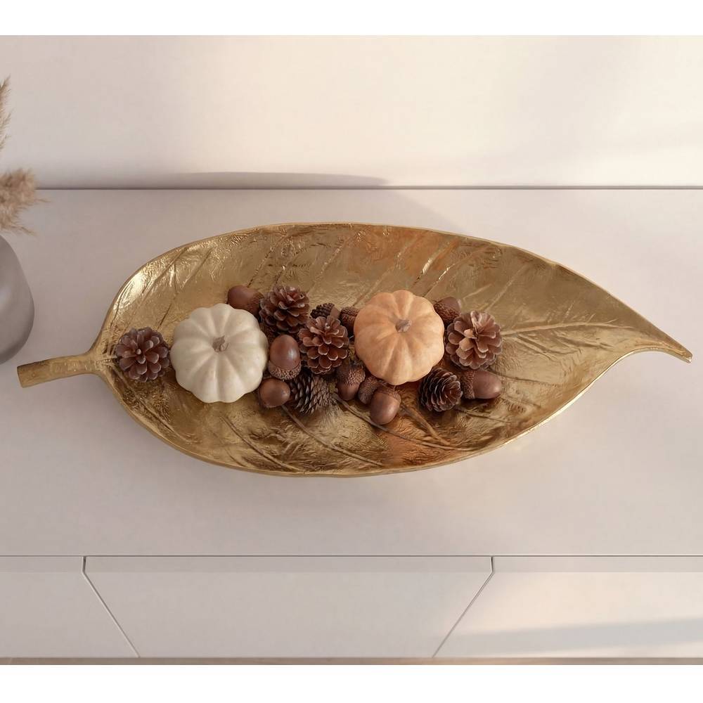 Blattdesign-Schale in Goldfarben - Badryca