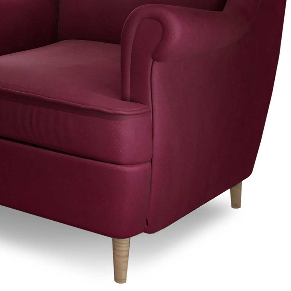 Ohrensessel in Bordeaux Rot Samt - Marquita