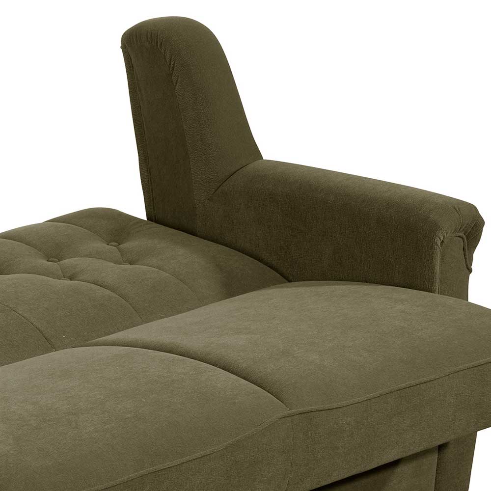 Dreisitzer Couch in Dunkelgrün mit Bettfunktion - Ramira