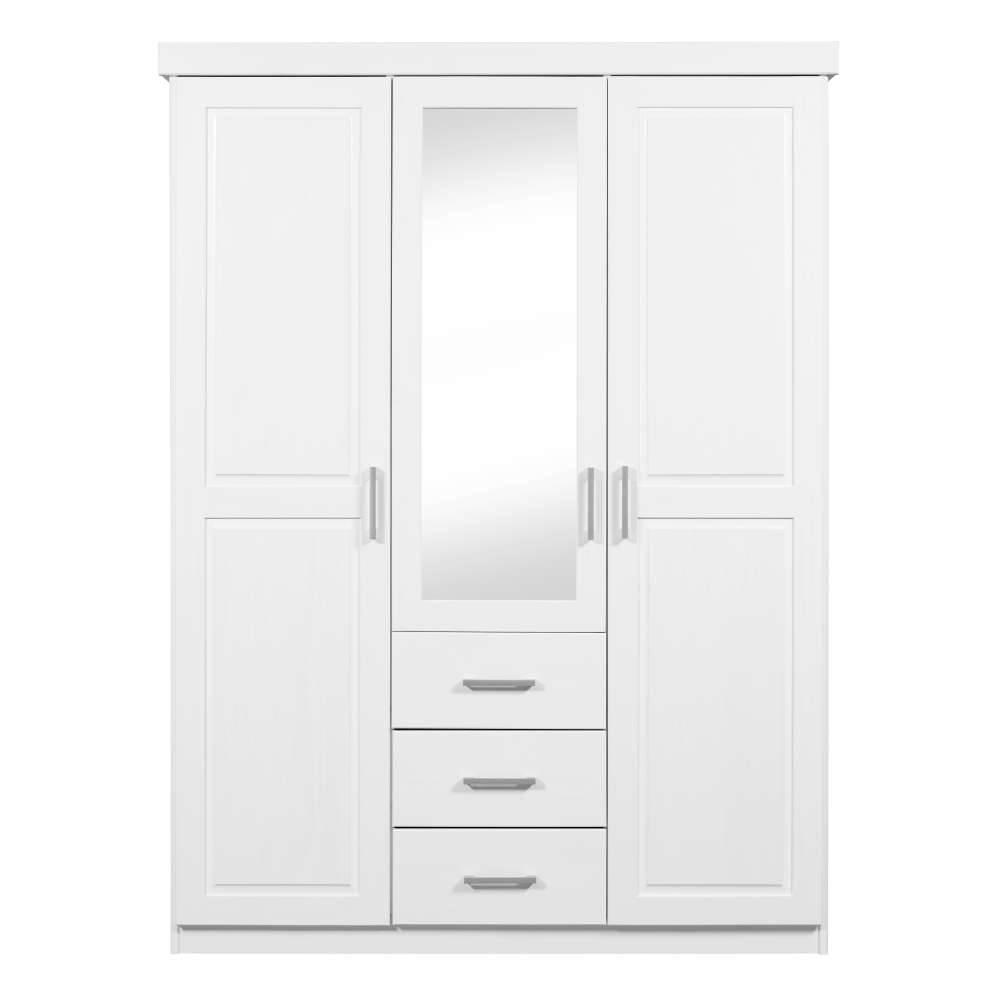 Weißer Kombi Kleiderschrank mit Spiegel - Jeston