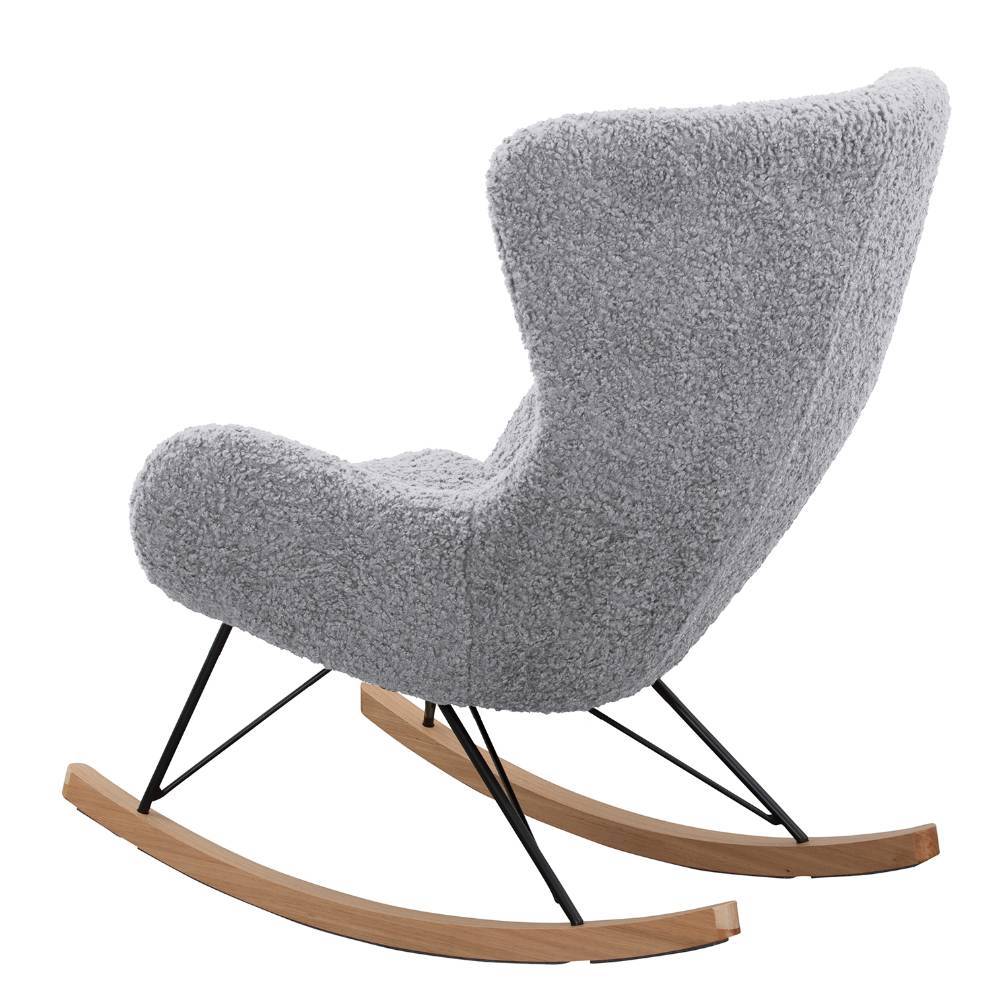 Scandi Chic Schaukelsessel in Hellgrau Webplüsch - Vynna