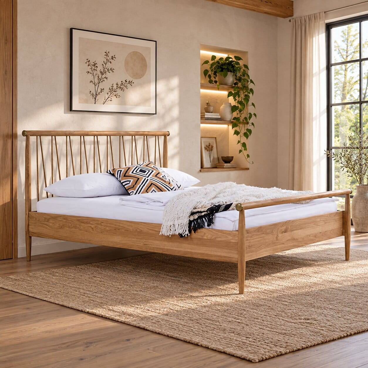 Scandi Chic Bettgestell aus Wildeiche Honig - Abru