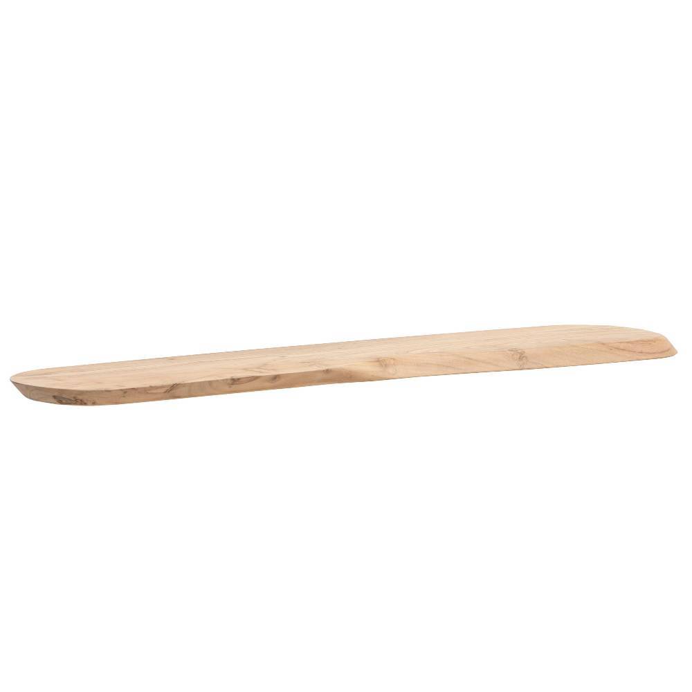 Modernes Skandi Wandboard aus massivem Teakholz mit abgerundeten Enden freigestellt – Brusceda