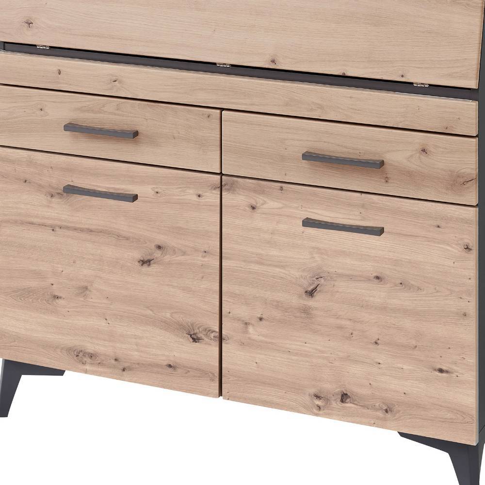 Design Sekretär in Holzoptik Wildeiche und Dunkelgrau - Crespian
