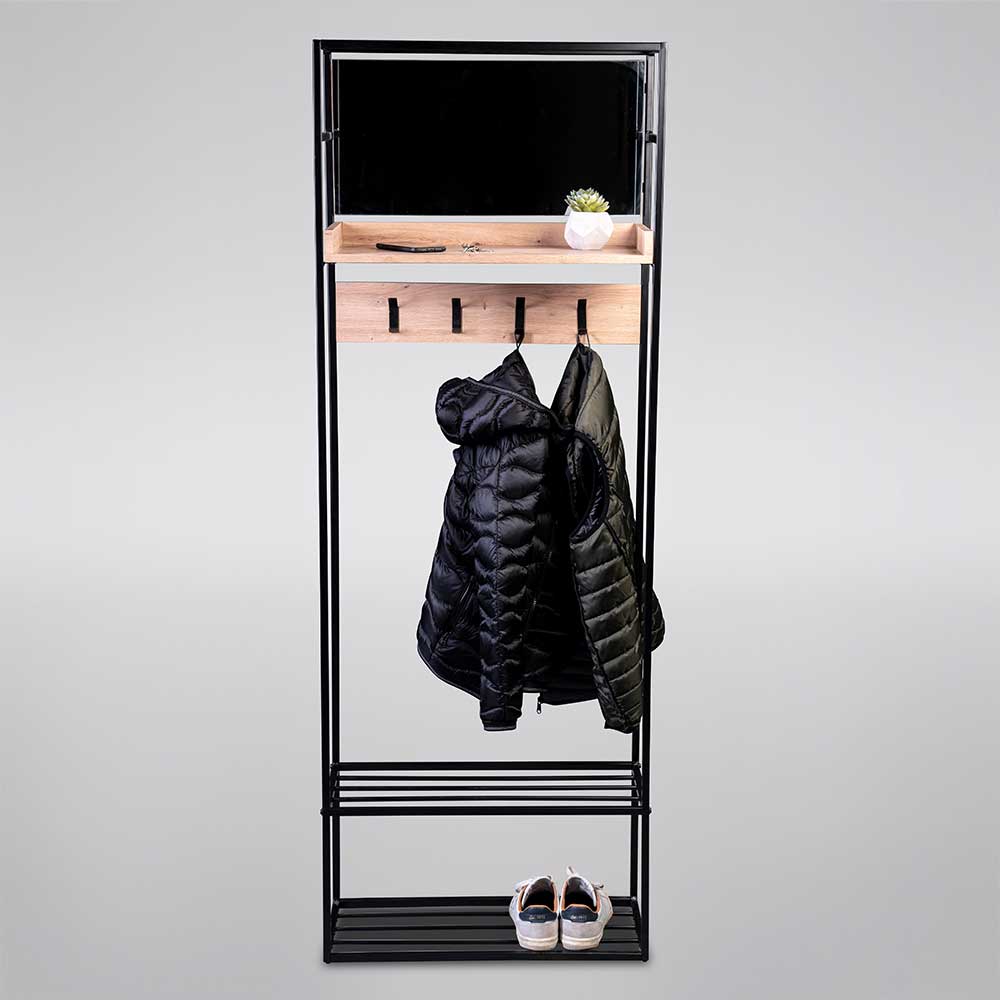 Kompakte Garderobe aus MDF & Glas & Metall - Sayetta