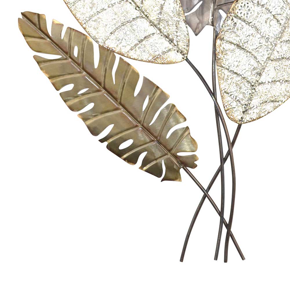 Blätter Wanddekoration in Gold Silber Grau - Kito