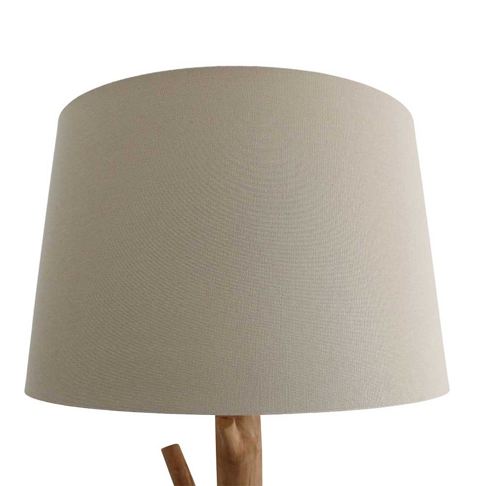 Stehlampe mit Stoffschirm und Naturholz Fuß - Longli