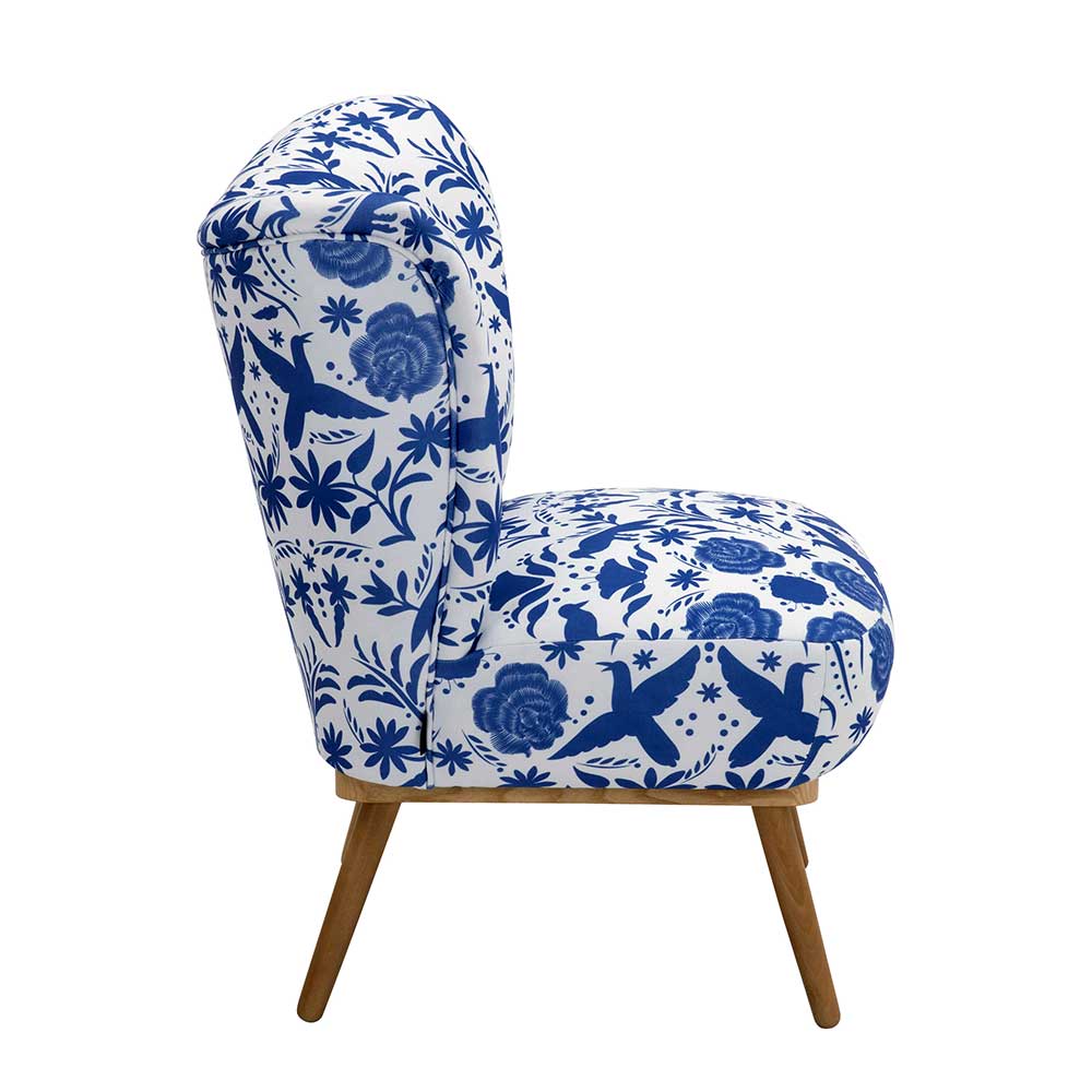 Sessel in Weiß Blau mit Blumen und Vögeln - Intiatos