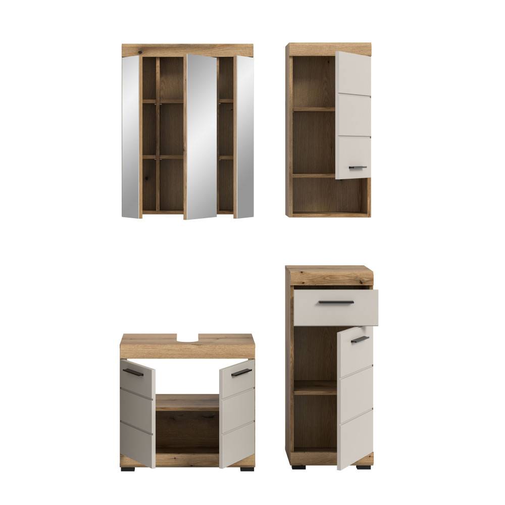 Offener Spiegelschrank, Hochschrank, Waschbeckenunterschrank und Badschrank mit Stauraum – Casserra