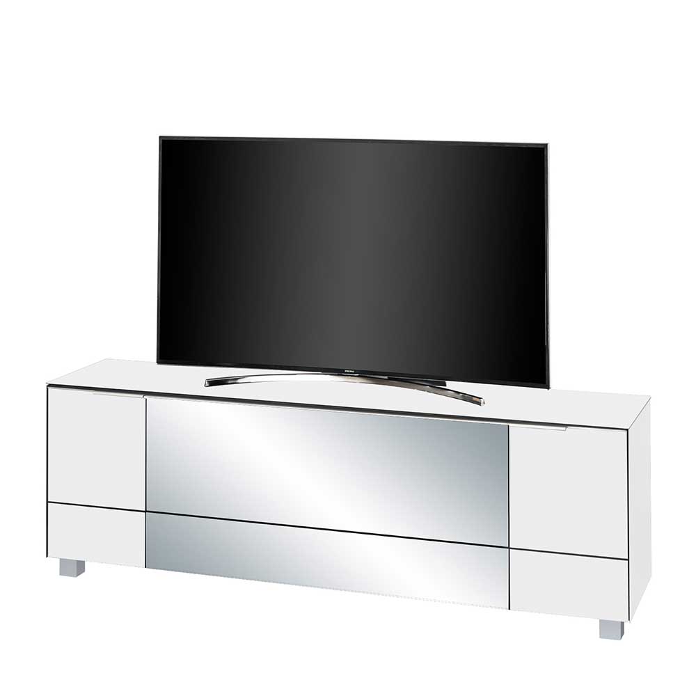 Modernes TV Element in Weiß mit Spiegel - Ilussiana