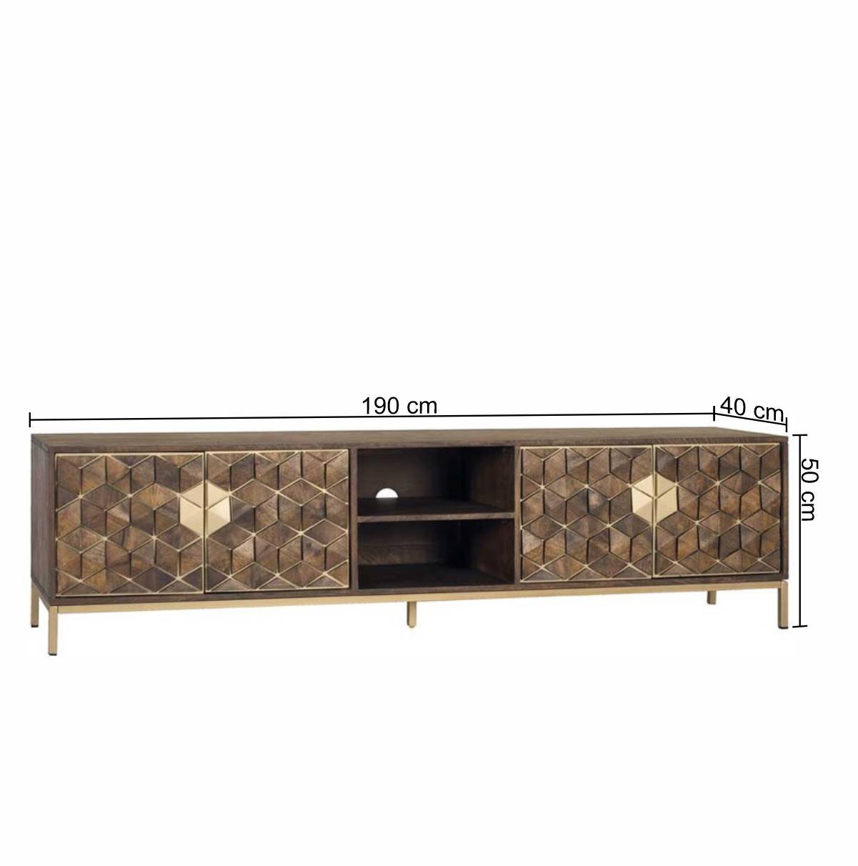 190 cm Design TV Lowboard in Walnussbraun - Feregato