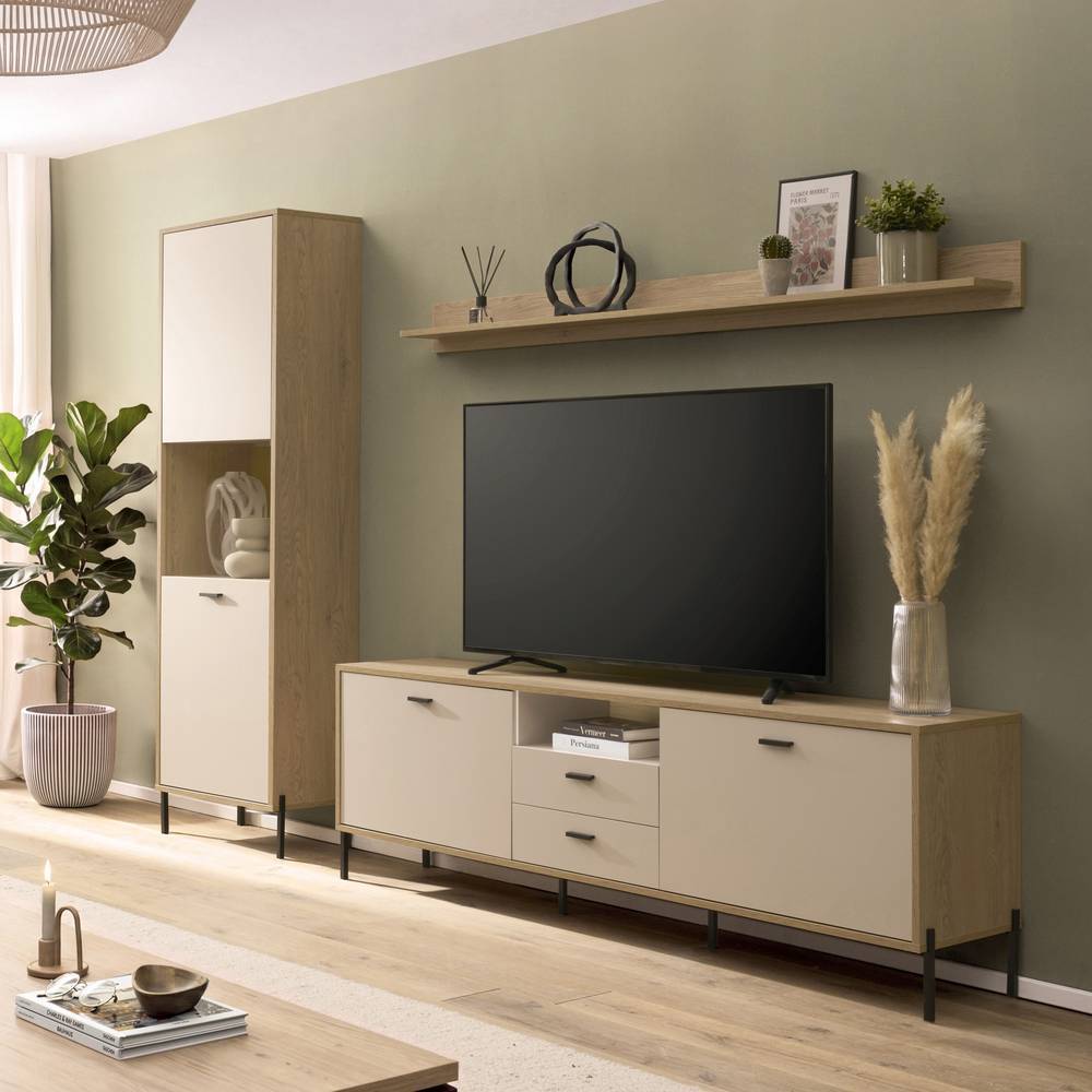 Wohnwandkombination in Beige - Dasanti (dreiteilig)