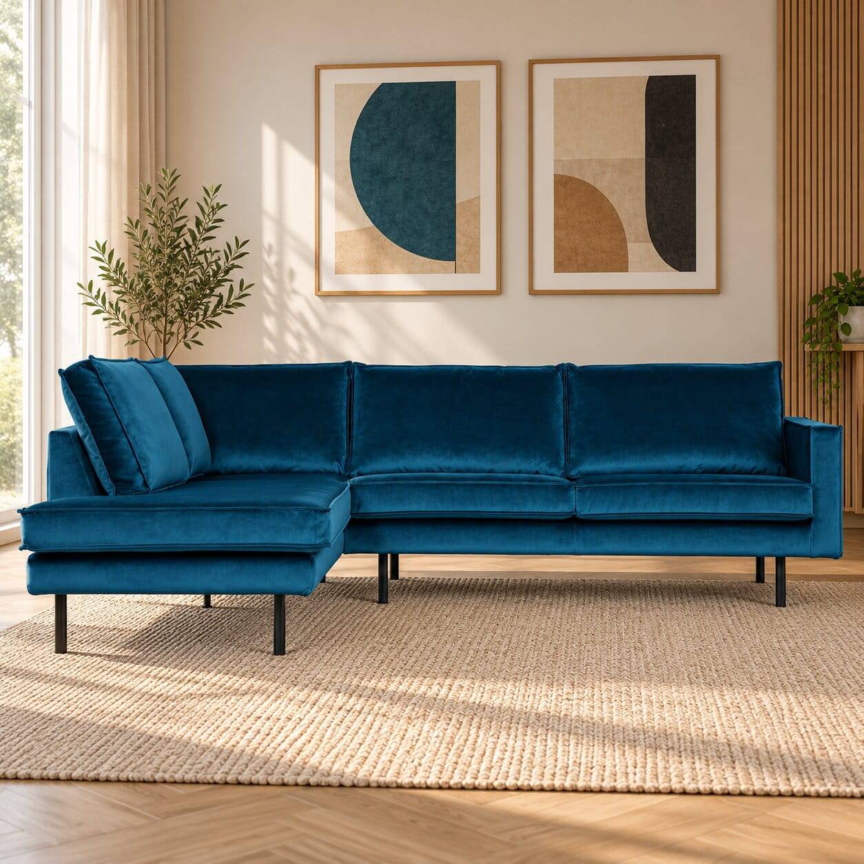 Samt Polsterecke in Blau - Cumagon