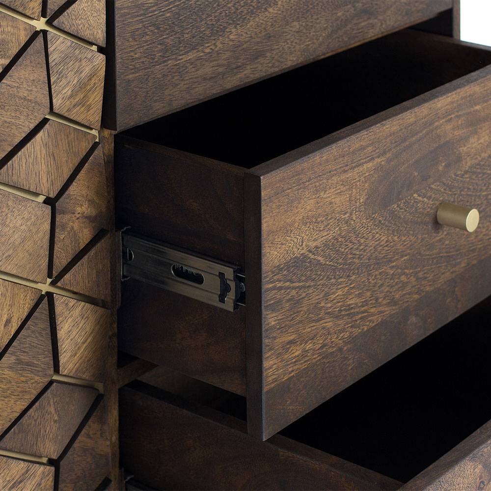 Design Kombi-Kommode in Walnuss Braun und Gold - Feregato
