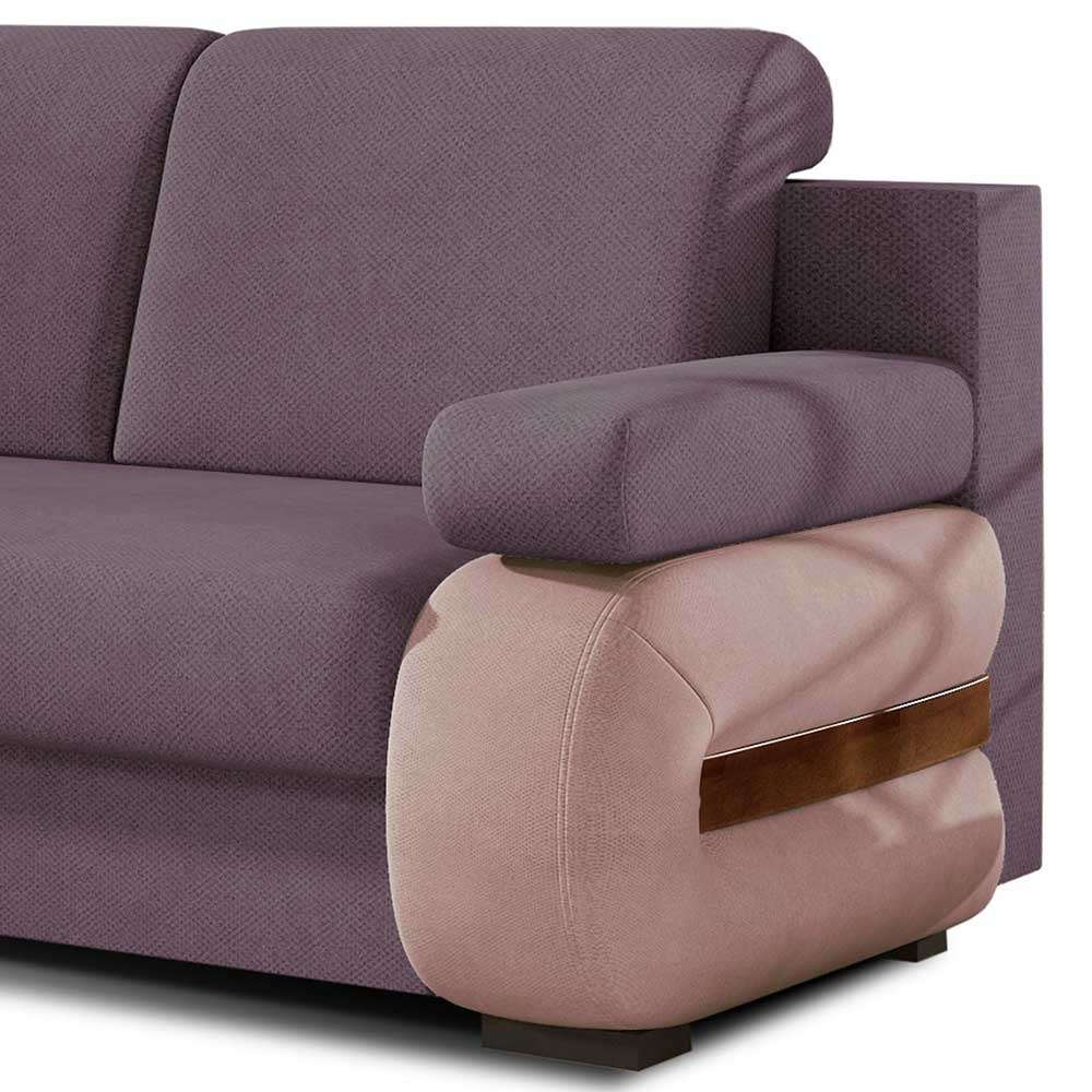 Federkern-Bettsofa in Mauve und Altrosa - Ayleen
