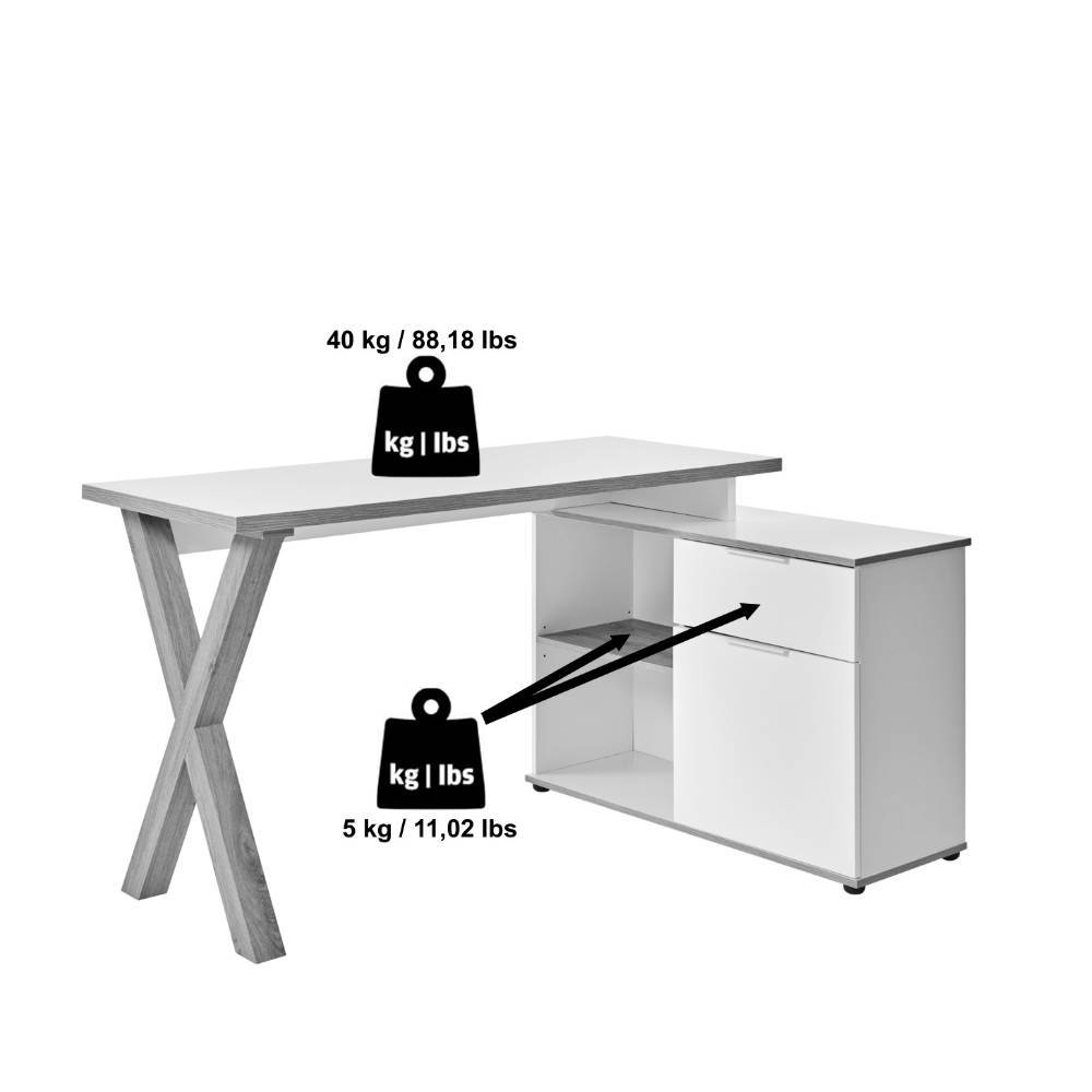 Büroschreibtisch in Weiß und Eiche - Reymons