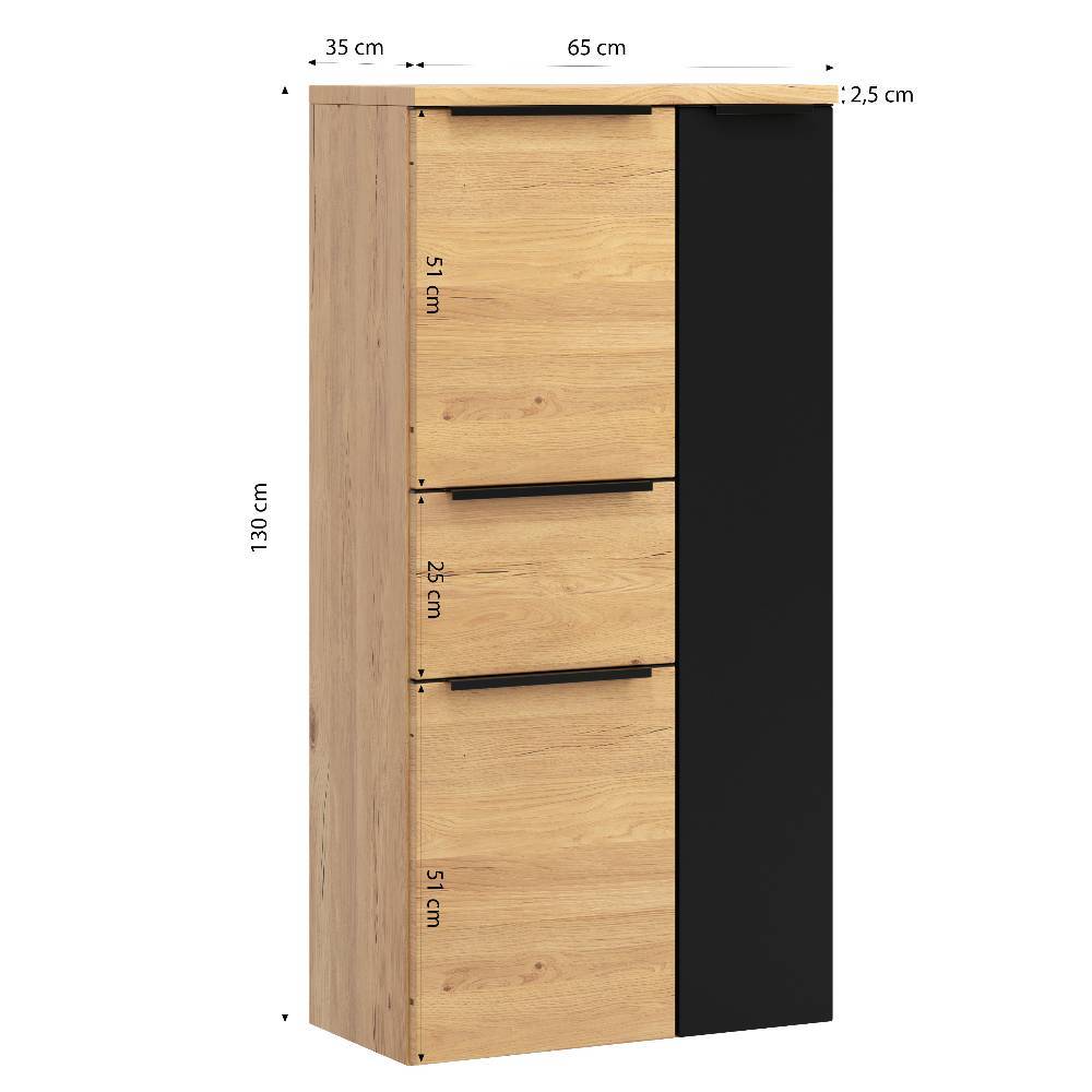 Badezimmer Midischrank in Mattschwarz - Ireen