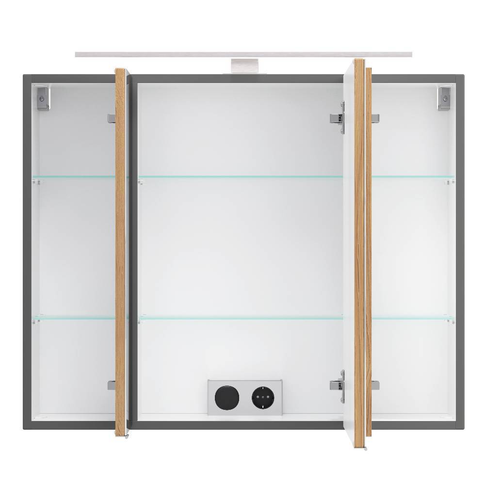 80cm Bad-Spiegelschrank in Mattgrau - Reill