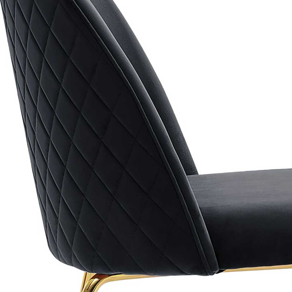 Polsterstuhl in Schwarz und Gold - Lidian (2er Set)