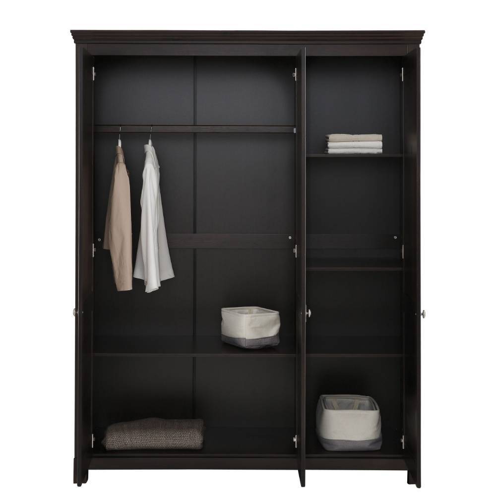 Kiefernholz Kleiderschrank in Dunkelbraun - Sikulav