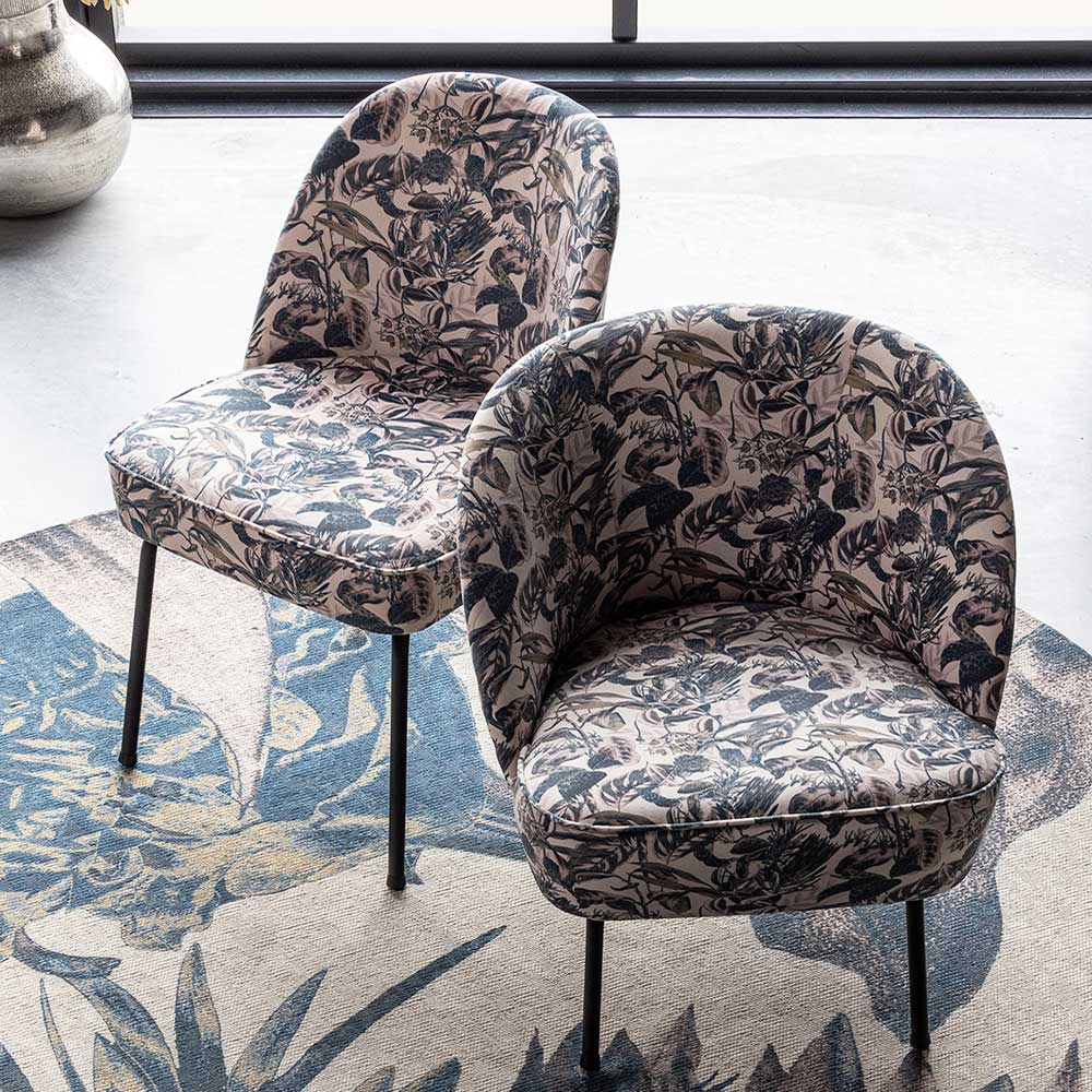 Lounge Sessel aus Samt mit floralem Dessin - Rosco