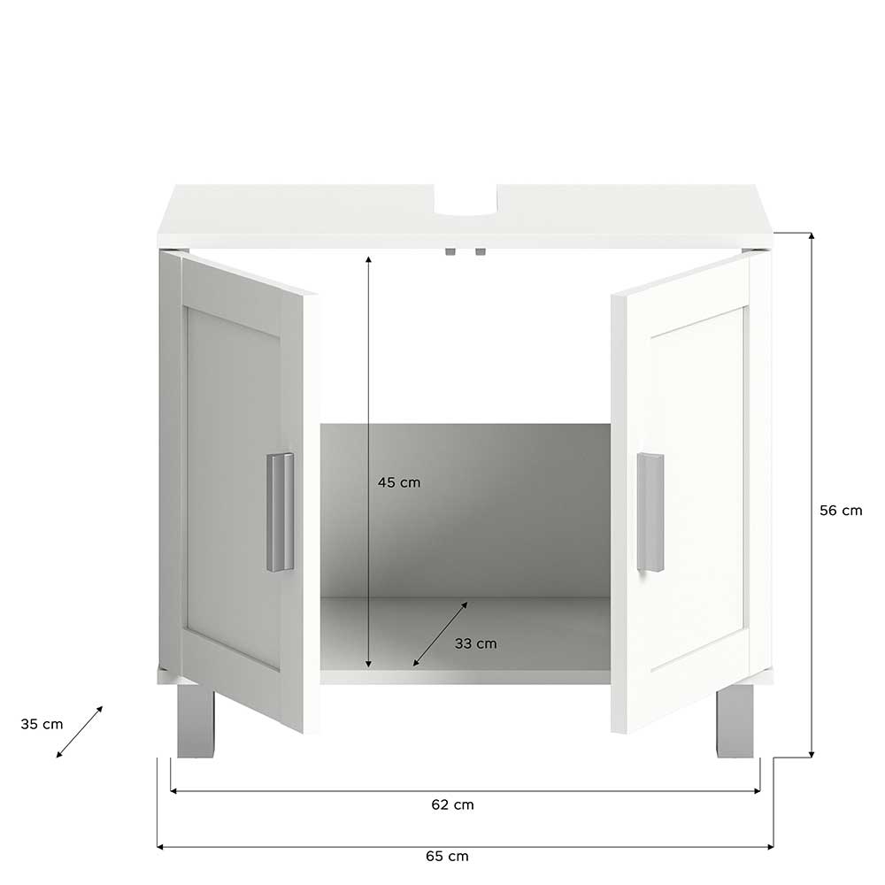 Waschbeckenschrank mit zwei Türen in Weiß - Enrar