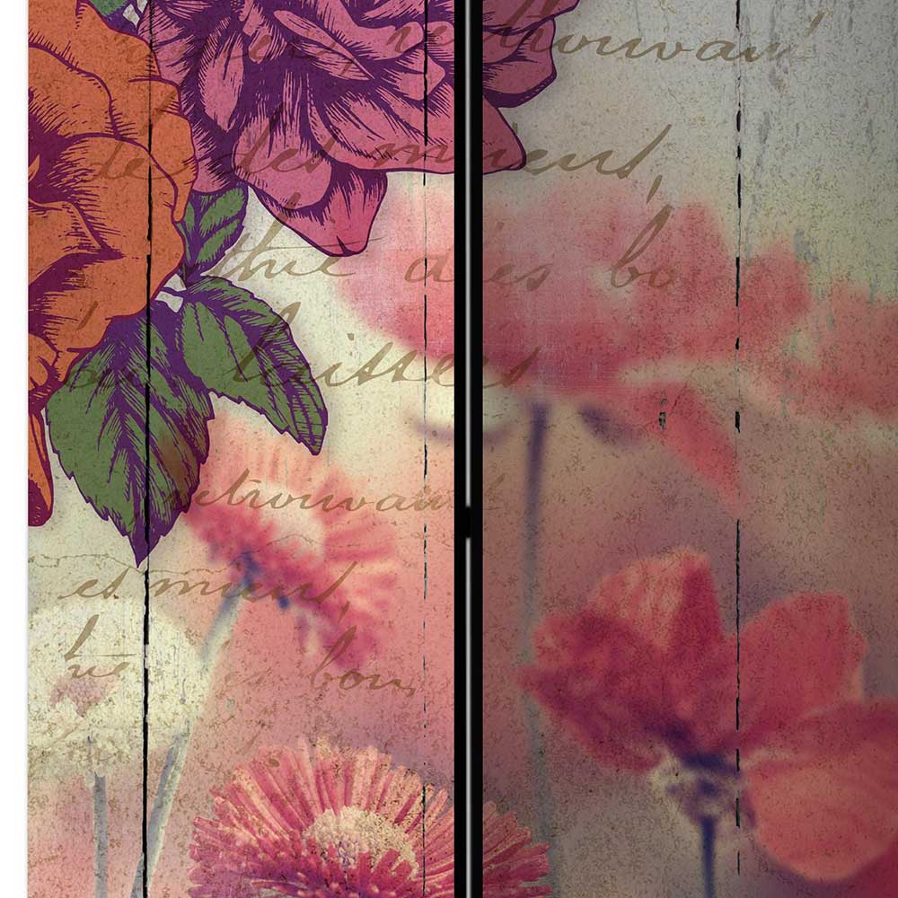 Vintage Druck Paravent mit Blumen Grafik & Foto - Price