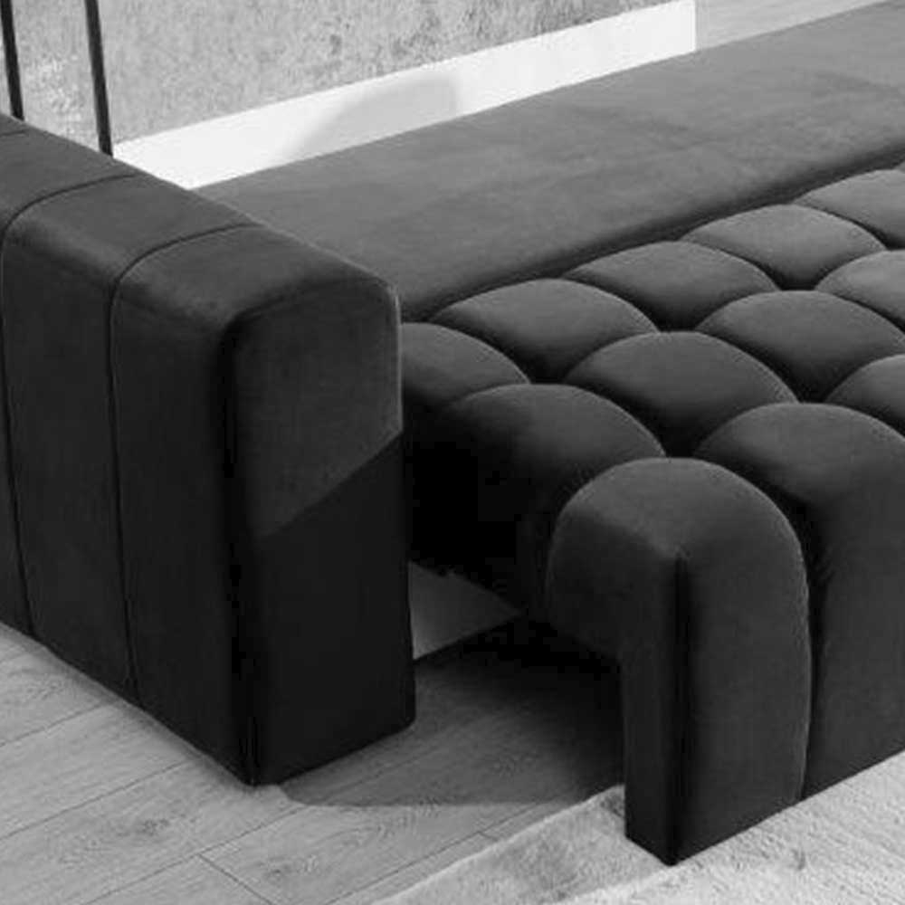 Samtcouch mit Schlaffunktion in Senfgelb - Eraldo